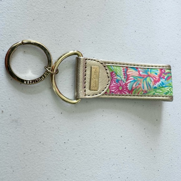 NEW Lilly Pulitzer Gold and Pink Key & Card Holder - Picture 1 of 2